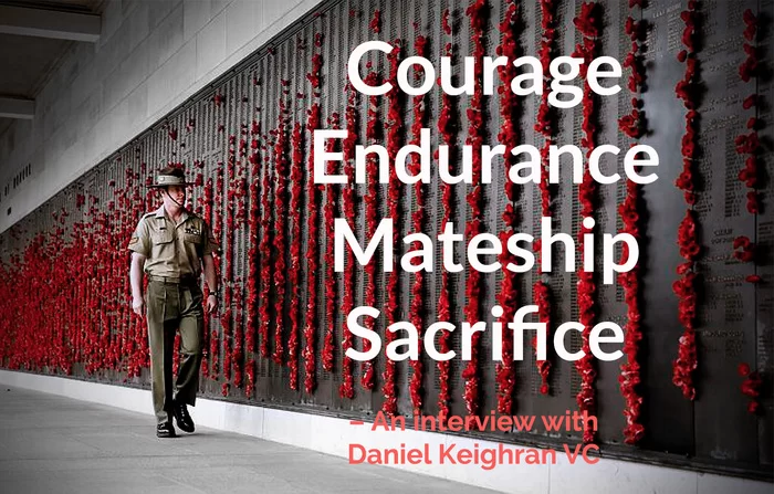 An ANZAC soldier at a shrine of remembrance